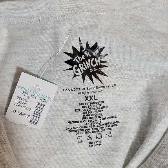 NWT How The Grinch Stole Christmas Light Heathered Gray Tee Plus Size XXL - Picture 8 of 8